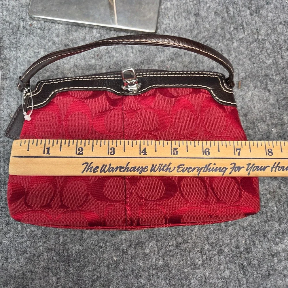 Coach Turnlock Mini Bag Purse Fold Over Wristlet Red Signature C Y2K Vintage